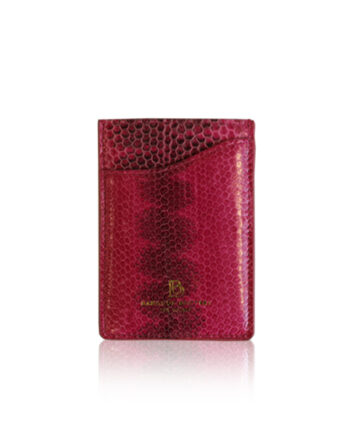 Sea Snake Leather Vertical Card Holder, Pink & Black