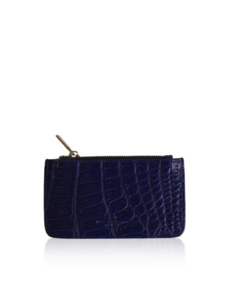 Baby Wallet With Card Side Crocodile Leather, Dark Blue