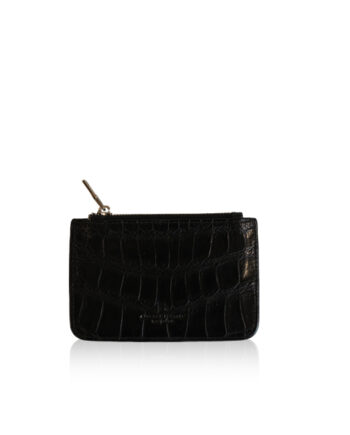 Baby Wallet With Card Side Crocodile Leather, Matte Black
