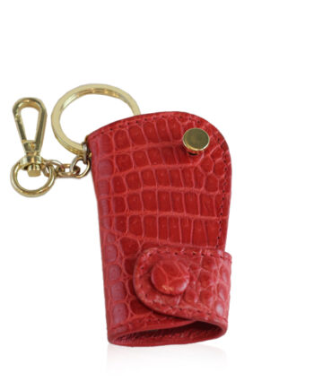 Car Key Chain Crocodile Belly Leather, Red