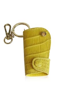Car Key Chain Crocodile Belly Leather, Yellow
