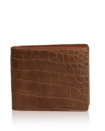 Crocodile Belly Leather Wallet, Matte Tan
