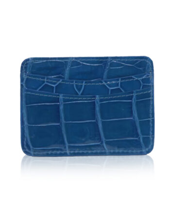 Crocodile Leather Cardholder, Shiny Blue