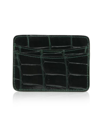 Crocodile Leather Cardholder, Shiny Dark Green