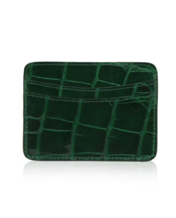 Crocodile Leather Cardholder, Shiny Green