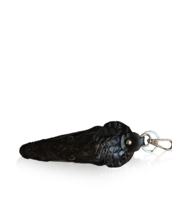 Key Chain Crocodile Belly Leather, Black