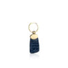 Key Chain Paddle Crocodile Belly Leather, Shiny Blue