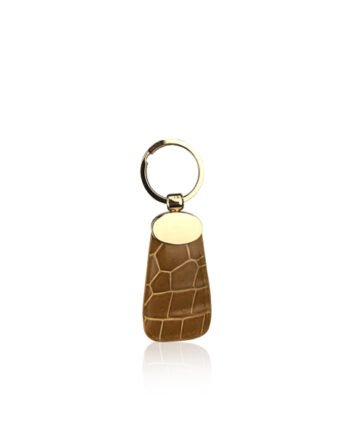 Key Chain Paddle Crocodile Belly Leather, Shiny Brown