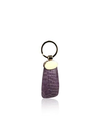 Key Chain Paddle Crocodile Belly Leather, Shiny Lavender