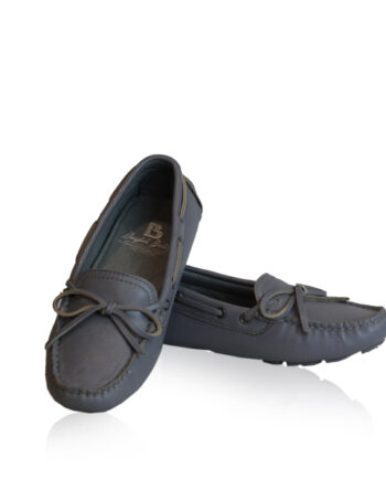 Lamb Leather Fringe Ribbon Casual Shoes, Grey