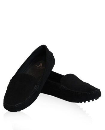 Lamb Suede Leather Casual Women Shoes, Black