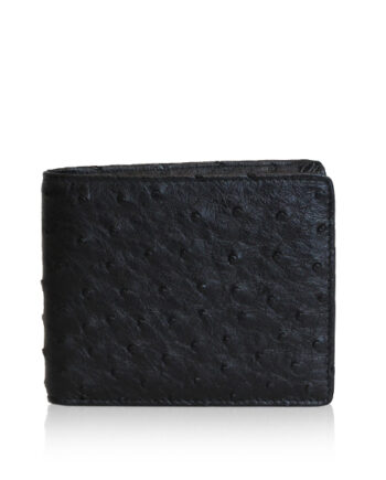 Ostrich Leather Wallet, Black