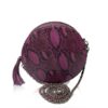 CIRCLE BAG Matte Pink & Black Python Back Leather Size 19