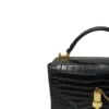 LIPSA Matte Black Crocodile Belly Leather Handbag Size 21
