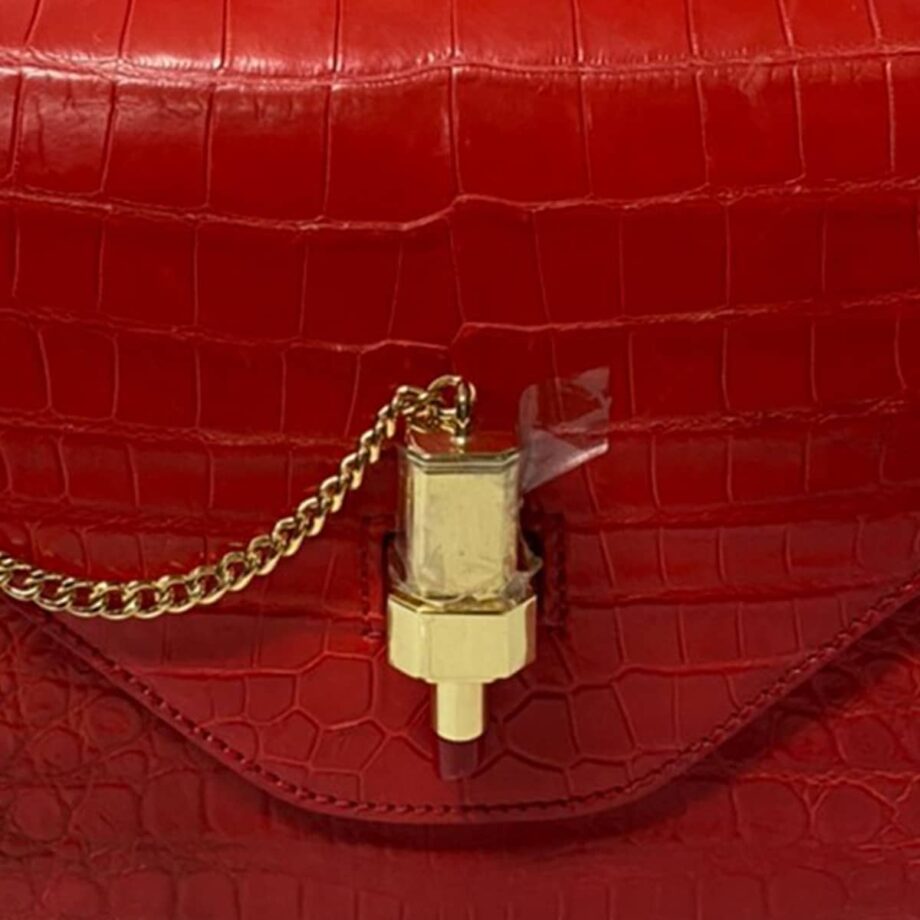 LIPSA Matte Red Crocodile Belly Leather Handbag Size 21