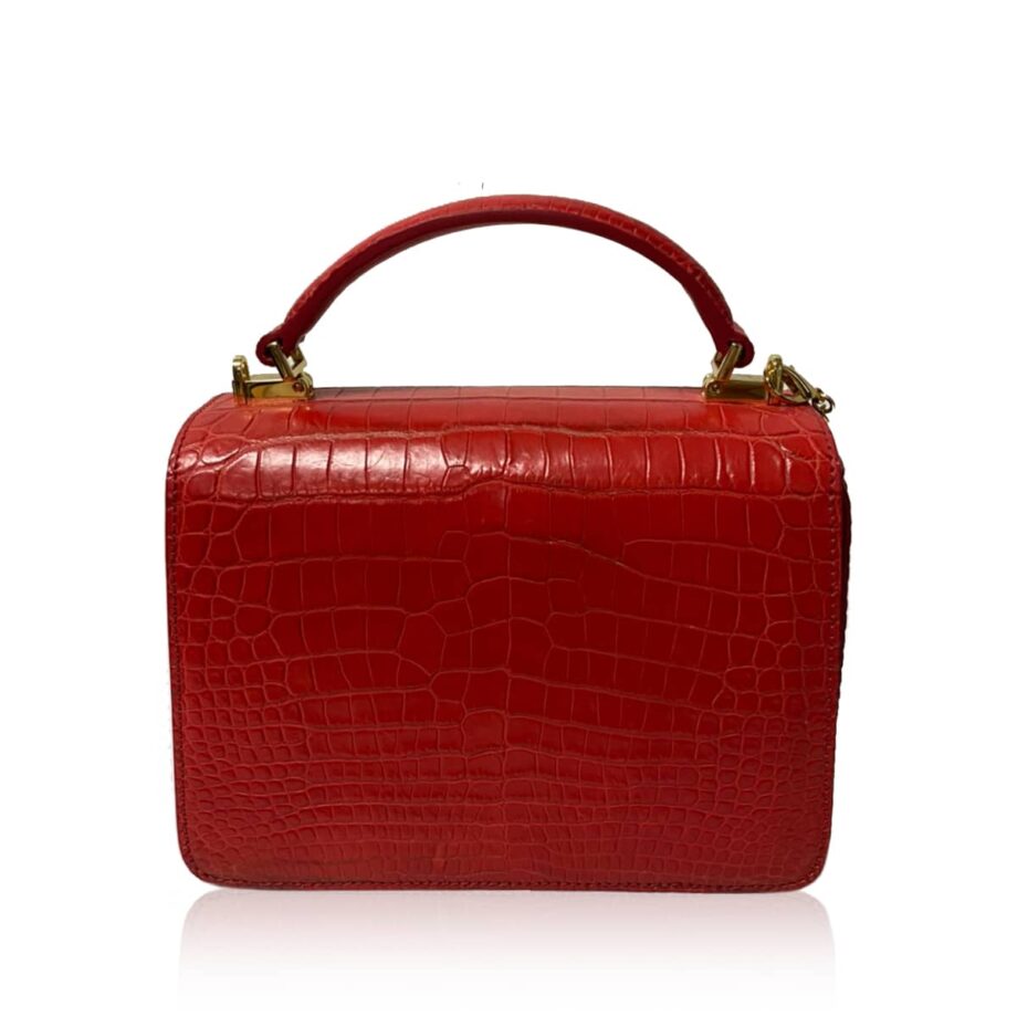 LIPSA Matte Red Crocodile Belly Leather Handbag Size 21