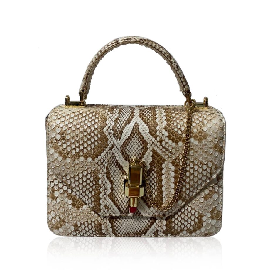 LIPSA Natural Python Back Leather Handbag Size 21