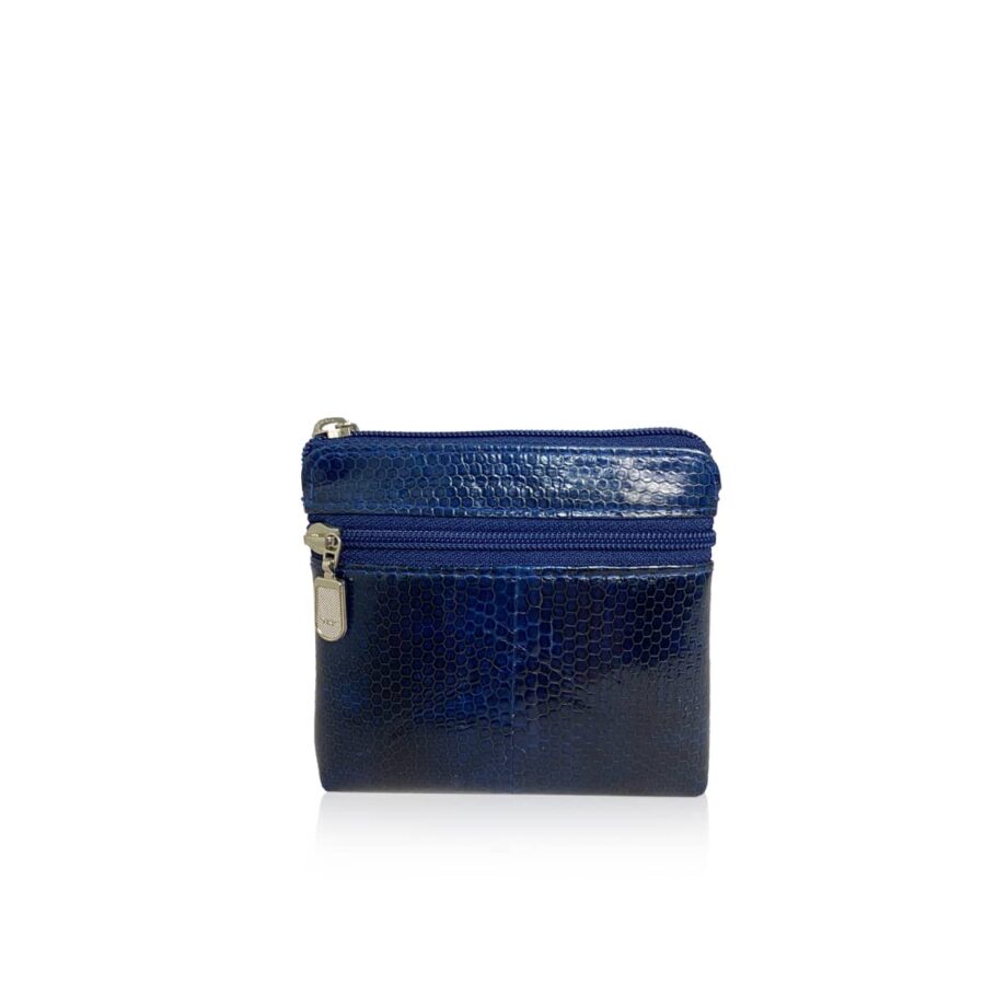 Sea Snake Leather Navy Blue Zipper Coin Purse