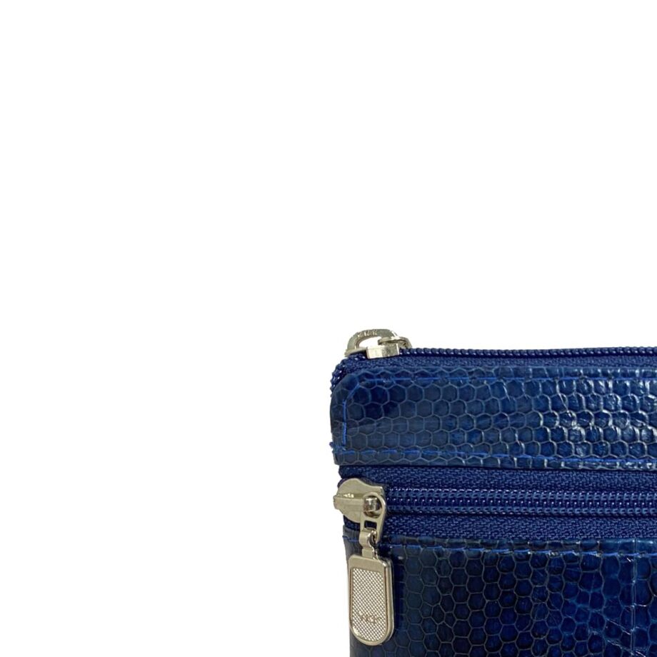 Sea Snake Leather Navy Blue Zipper Coin Purse