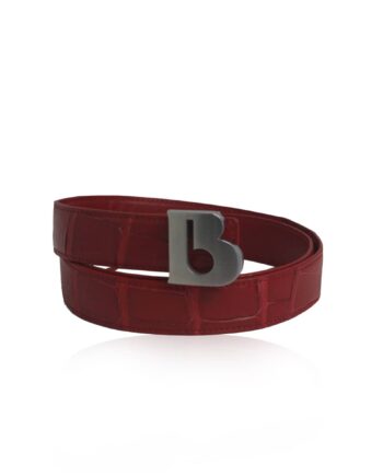 Crocodile Belly Leather Red Belt Size 3