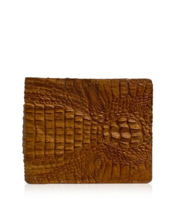 Crocodile Tan Samll Caiman Chin Leather Wallet Size 12 cm