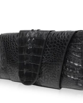FAIRY SQUARE Black Crocodile Tail Leather Clutch Bag Size 28