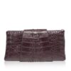 FAIRY SQUARE Brown Crocodile Tail Leather Clutch Bag Size 28