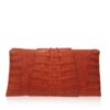 FAIRY SQUARE Red Crocodile Tail Leather Clutch Bag Size 28