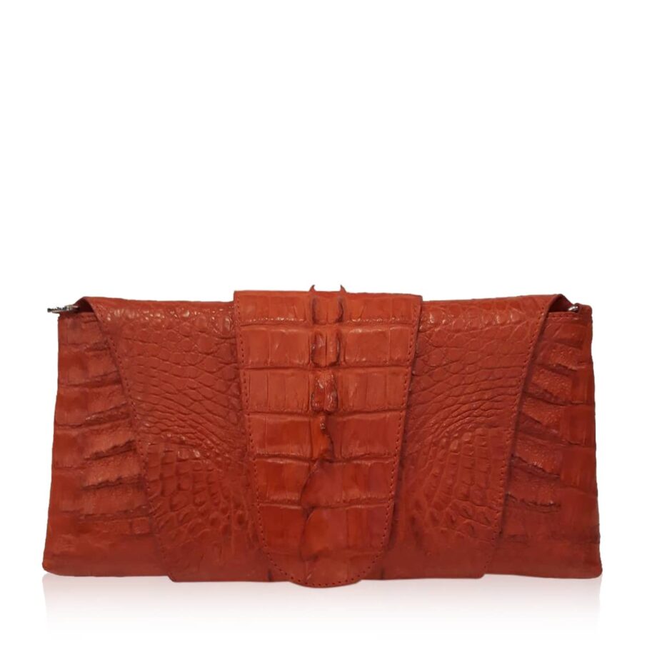 FAIRY SQUARE Red Crocodile Tail Leather Clutch Bag Size 28