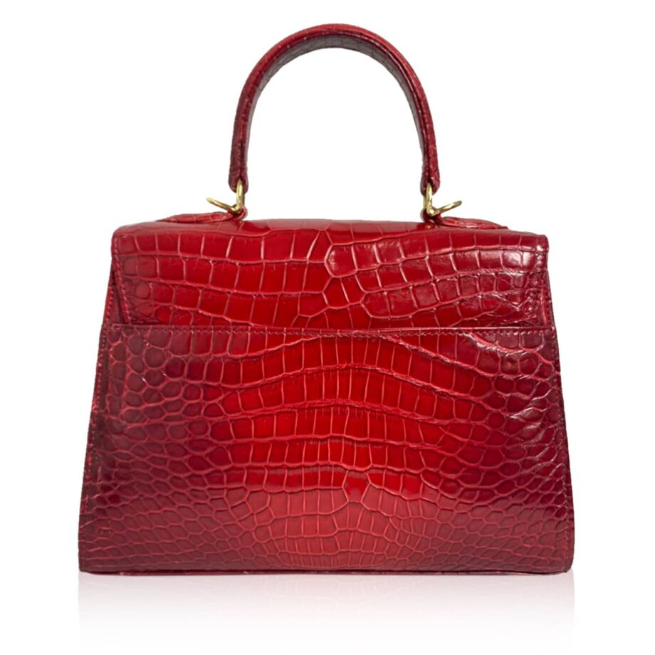 GOLDMAS Shiny Two Tone Red Limited Crocodile Handbags Size 25