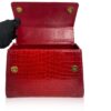 GOLDMAS Shiny Two Tone Red Limited Crocodile Handbags Size 25