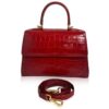 GOLDMAS Shiny Two Tone Red Limited Crocodile Handbags Size 25