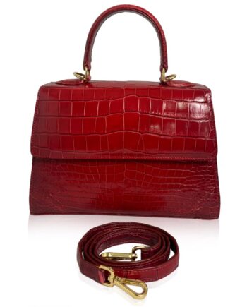 GOLDMAS Shiny Two Tone Red Limited Crocodile Handbags Size 25