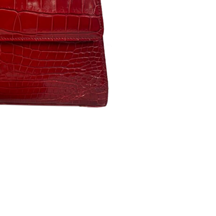 GOLDMAS Shiny Two Tone Red Limited Crocodile Handbags Size 25