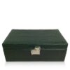 Pre-order Jewelry Box Matte Dark Green Crocodile Belly Leather Size 35