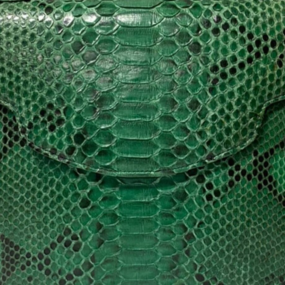 MARYAS Green & Black Python Belly Leather Handbag Size 25
