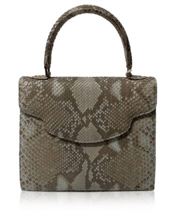 MARYAS Grey & Black Python Back Leather Handbag Size 25