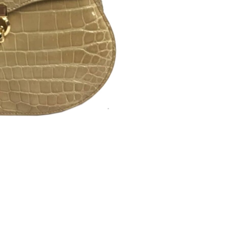VIRANDA Baby Shiny Beige Crocodile Belly Leather Handbag Size 21
