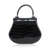 VIRANDA Baby Shiny Black Crocodile Belly Leather Handbag Size 21