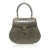 VIRANDA Baby Shiny Grey Crocodile Belly Leather Handbag Size 21