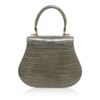 VIRANDA Baby Shiny Grey Crocodile Belly Leather Handbag Size 21