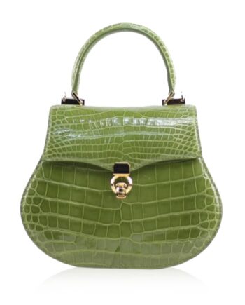 VIRANDA Baby Shiny Light Green Crocodile Belly Leather Handbag Size 21