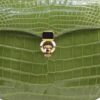 VIRANDA Baby Shiny Light Green Crocodile Belly Leather Handbag Size 25