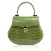 VIRANDA Baby Shiny Light Green Crocodile Belly Leather Handbag Size 25