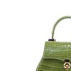 VIRANDA Baby Shiny Light Green Crocodile Belly Leather Handbag Size 25