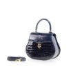 VIRANDA Baby Shiny Navy Blue Crocodile Belly Leather Handbag Size 21