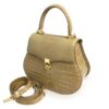 VIRANDA Shiny Beige Crocodile Belly Leather Handbag Size 25