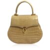 VIRANDA Shiny Beige Crocodile Belly Leather Handbag Size 25