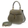 VIRANDA Shiny Grey Crocodile Belly Leather Handbag Size 25