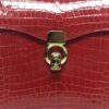 VIRANDA Shiny Red Crocodile Belly Leather Handbag Size 25